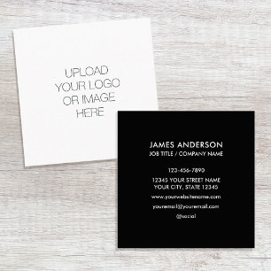 Carte De Visite Carré Logo personnalisé minimaliste noir blanc