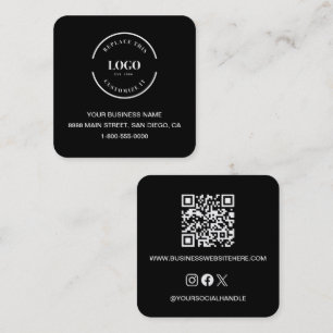 Carte De Visite Carré Logo personnalisé moderne noir site Web code QR ca