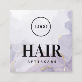 Carte De Visite Carré Logo Personnalisé Purple Gold Hair Afcare Card