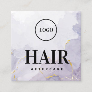Carte De Visite Carré Logo Personnalisé Purple Gold Hair Afcare Card