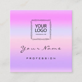 Carte De Visite Carré Logo pour ongles de maquillage QR CODE Pink Pastel