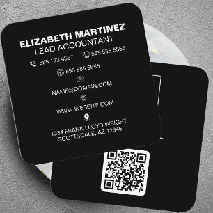 Carte De Visite Carré Logo professionnel du code QR avant et arrière