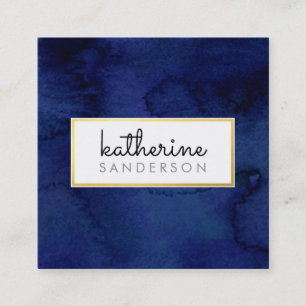Carte De Visite Carré LOGO PROFESSIONNEL EMBLEM aquarelle marine moderne