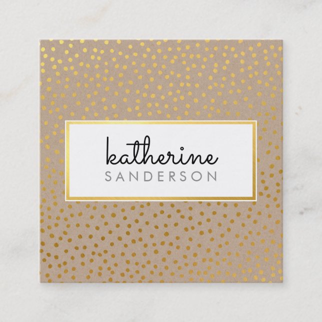 Carte De Visite Carré LOGO PROFESSIONNEL EMBLEM kraft moderne faux or (Devant)
