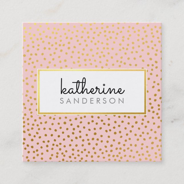 Carte De Visite Carré LOGO PROFESSIONNEL EMBLEM moderne faux or rose (Devant)