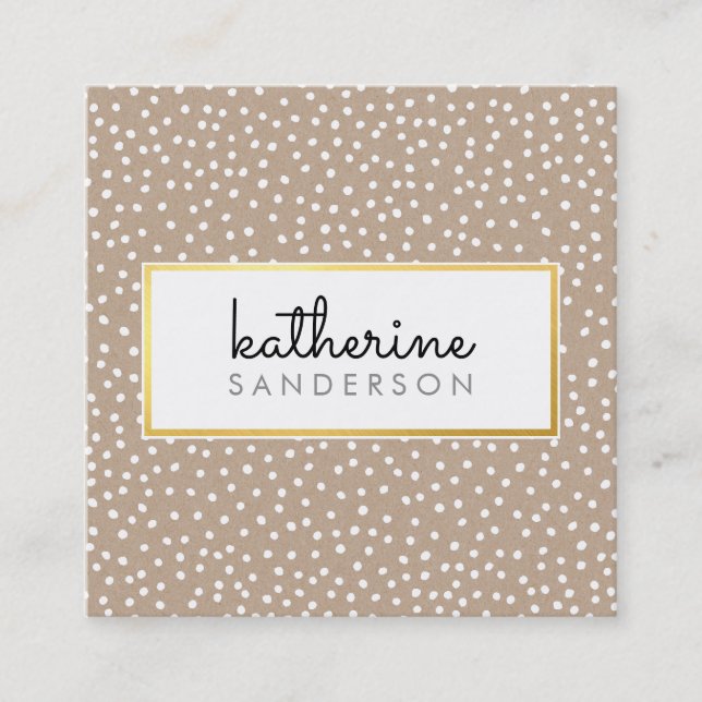Carte De Visite Carré LOGO PROFESSIONNEL EMBLEM moderne kraft or blanc (Devant)