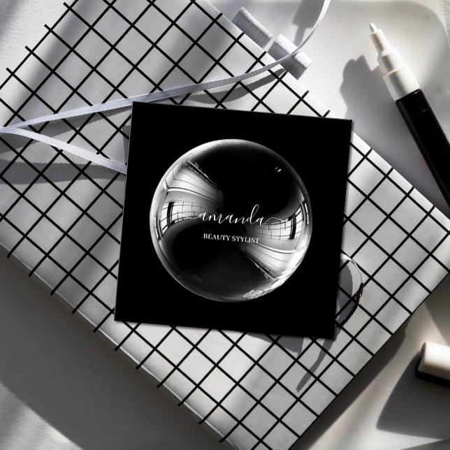 Carte De Visite Carré Logo professionnel maquillage de beauté Bubble noi (Créateur téléchargé)