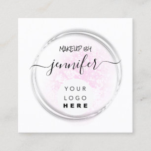 Carte De Visite Carré Logo professionnel Nails Beauty Hair White Pink