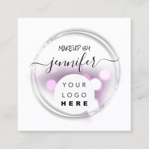 Carte De Visite Carré Logo professionnel Nails Beauty Hair White Pink