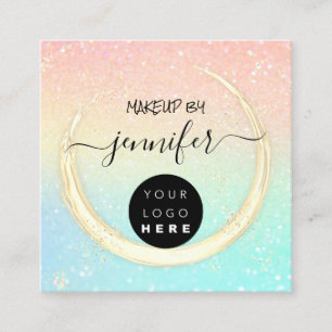 Carte De Visite Carré Logo professionnel Nails Beauty Rose Rose Parties 