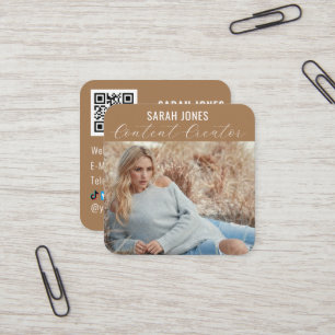 Carte De Visite Carré Logo QR Code Influencer Médias sociaux