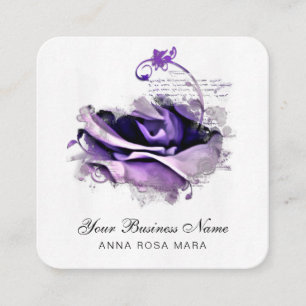 Carte De Visite Carré *~* Logo QR Lavande violette Rose Floral Flower