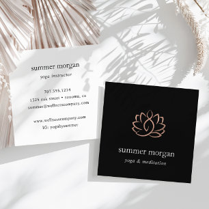 Carte De Visite Carré Logo rose Gold Lotus Méditation Yoga Wellness