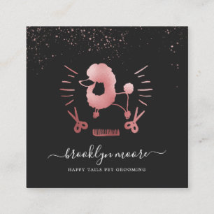 Carte De Visite Carré Logo rose Gold Pet Grooming   Entreprise carré