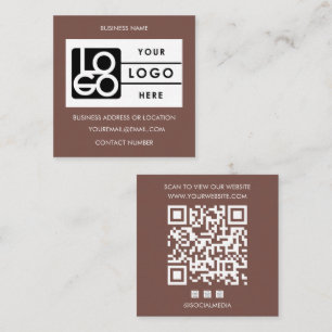 Carte De Visite Carré Logo Terracotta Code QR Site Web Réseaux Sociaux