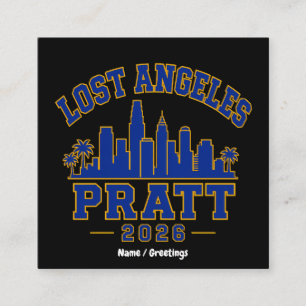 Carte De Visite Carré Lost Angeles Pratt 2026 Skyline Varsity Rétro Bleu