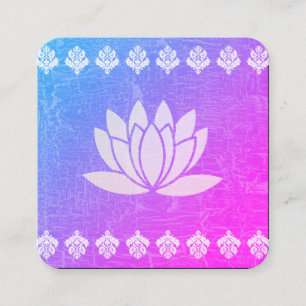 Carte De Visite Carré Lotus Fleur violet marbré Motif orné