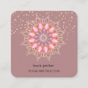 Carte De Visite Carré Lotus Flower Rose Gold Elegant Yoga Meditation