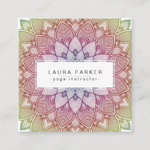 Carte De Visite Carré Lotus Mandala Yoga Instructeur Méditation Holistic