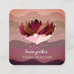 Carte De Visite Carré Lotus Purple Mandala Meditation Yoga Boho