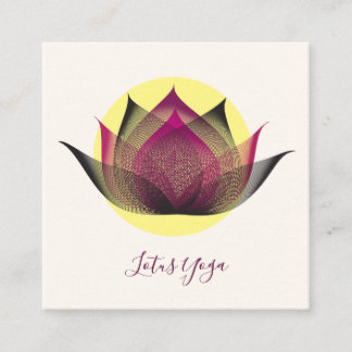 Carte De Visite Carré Lotus rose Jaune Art Élégant Yoga unique