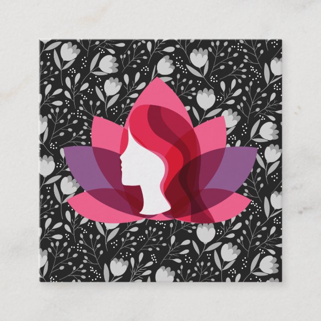 Carte De Visite Carré Lotus Woman | Modèle floral tendance (Devant)