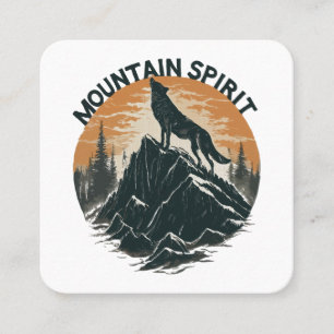 Carte De Visite Carré Loup de la majesté montagneuse hurlant sur le pic