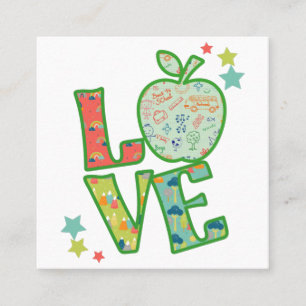 Carte De Visite Carré Love School Apple, Drake Back to School