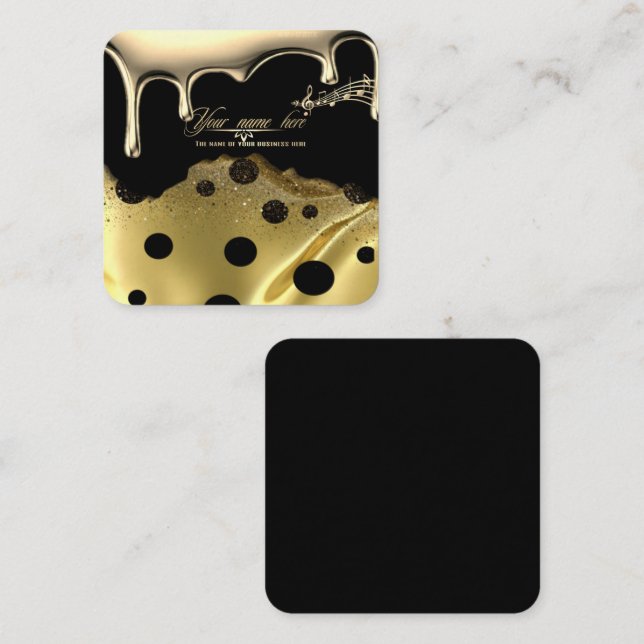 Carte De Visite Carré lujoso negro notas musicales personalizado (Devant / Derrière)