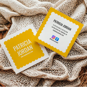 Carte De Visite Carré Lumineuse Jaune moderne Vague Simple Médias Sociau