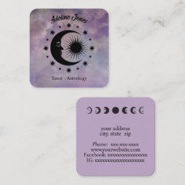 Carte De Visite Carré Lune céleste et étoiles