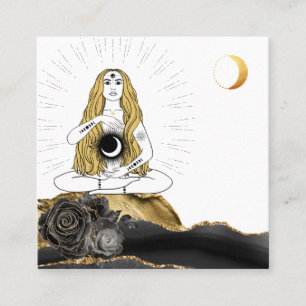 Carte De Visite Carré *~* Lune Lune Rose déesse Black Gold Yoga 