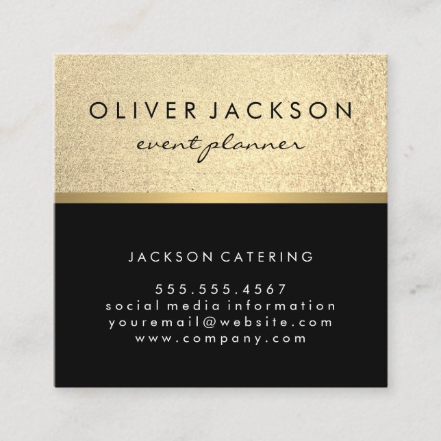 Carte De Visite Carré Lux Executive / Parties scintillant Black / Gold B (Devant)