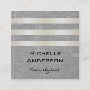 Carte De Visite Carré Lux White Gold Stripes avec Arrière - plan Swank