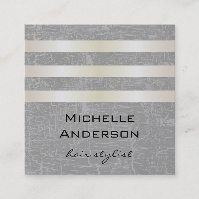 Carte De Visite Carré Lux White Gold Stripes avec Arrière - plan Swank (Devant)