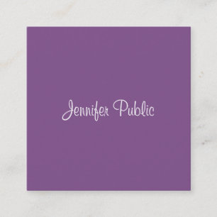 Carte De Visite Carré Luxe Élégant Écriture Libre Moderne Violet Chic