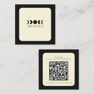 Carte De Visite Carré Luxe Lunaire Noir & Crème Phase Lunaire Mariage 