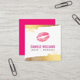 Carte De Visite Carré LUXE MINIMALIST luxe or rose aquarelle baiser