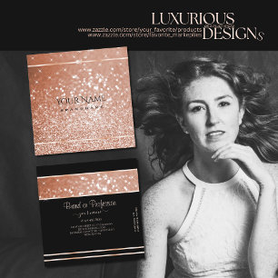 Carte De Visite Carré Luxe Rose Gold Parties scintillant Lumineuses Élég