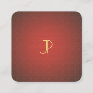 Carte De Visite Carré Luxe rouge de modèle de monogramme élégant moderne