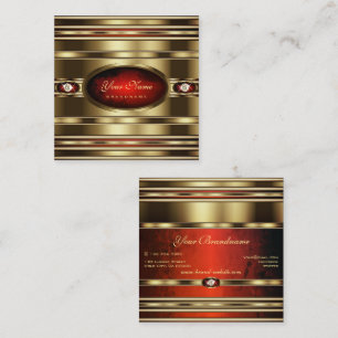 Carte De Visite Carré Luxueux effet or Marbre rouge Faux Rhinestones