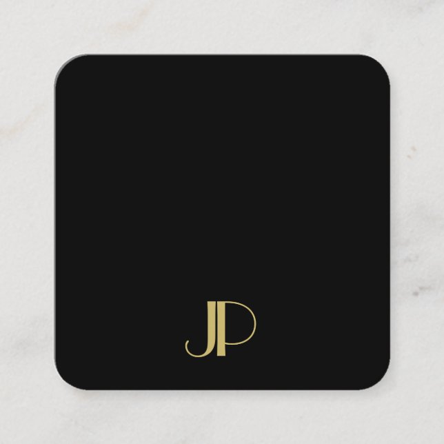 Carte De Visite Carré Luxueux Moderne Élégant Modèle Monogramme Or (Devant)