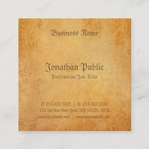 Carte De Visite Carré Luxueux Nostalgique Vieux Papier Look Professionne