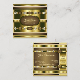 Carte De Visite Carré Luxueux Shimmer Or avec Strass Brillants