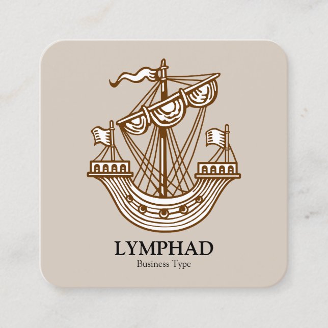 Carte De Visite Carré Lymphad (Bateau héraldique) - Noyer sur Noyer de L (Devant)