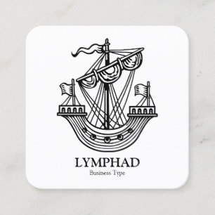 Carte De Visite Carré Lymphad (navire héraldique) - Noir sur blanc