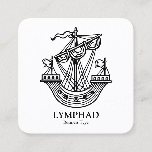 Carte De Visite Carré Lymphad (navire héraldique) - Noir sur blanc (Devant)