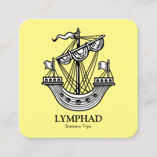 Carte De Visite Carré Lymphad (navire héraldique) - Noir sur bleu clair