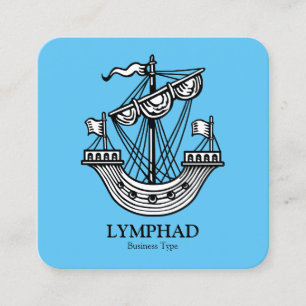 Carte De Visite Carré Lymphad (navire héraldique) - Noir sur le bleu cie