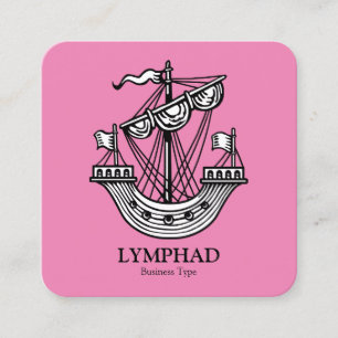 Carte De Visite Carré Lymphad (navire héraldique) - Noir sur rose